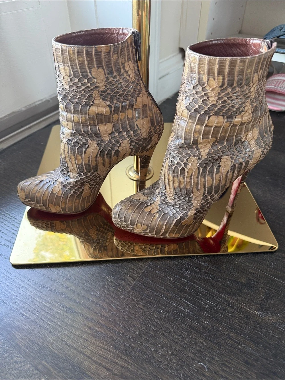 Christian Louboutin python skin bootie